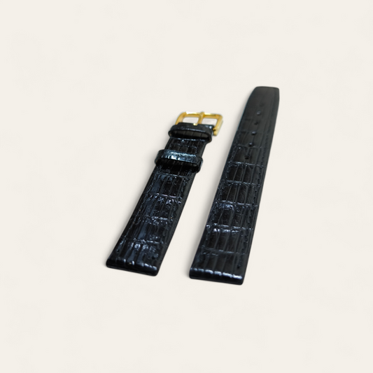 Cinturino Cinturino Ansa 16 mm Pelle coccodrillo vero nero - Gioielli Pavan