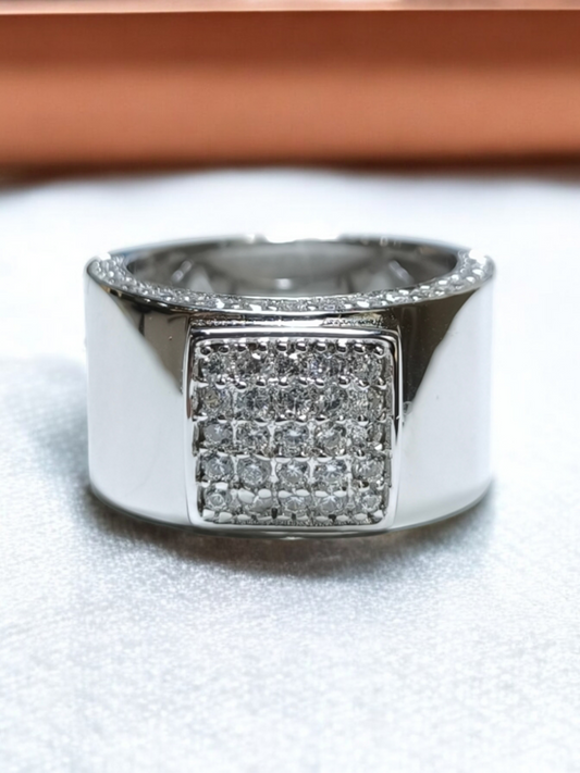 Anello Anello in argento fascia a pavé di zirconi squadrato - Gioielli Pavan