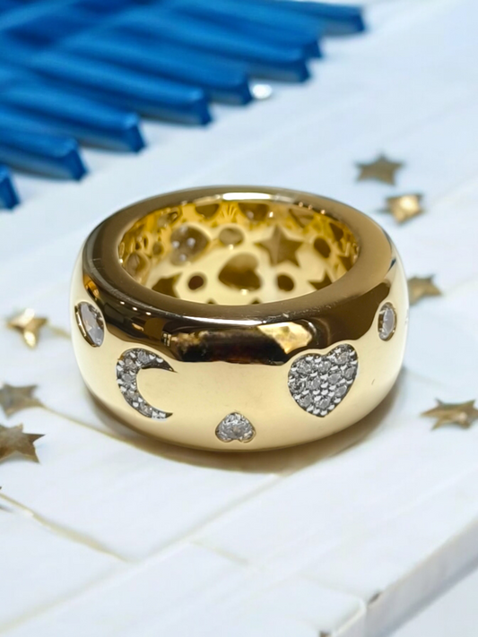 Anello Anello in argento fascia con zirconi forme a fanstasia - Gioielli Pavan