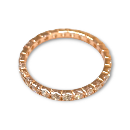 Anello Anello fedina in argento con zirconi dorata rosa - Gioielli Pavan