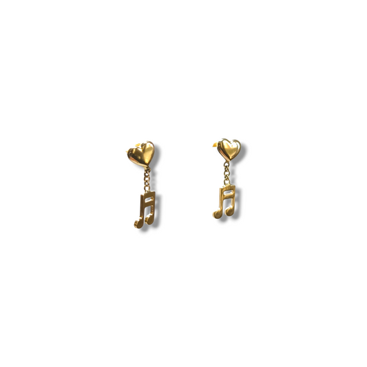 Orecchini Orecchini semi pendenti cuore e nota musicale - Gioielli Pavan