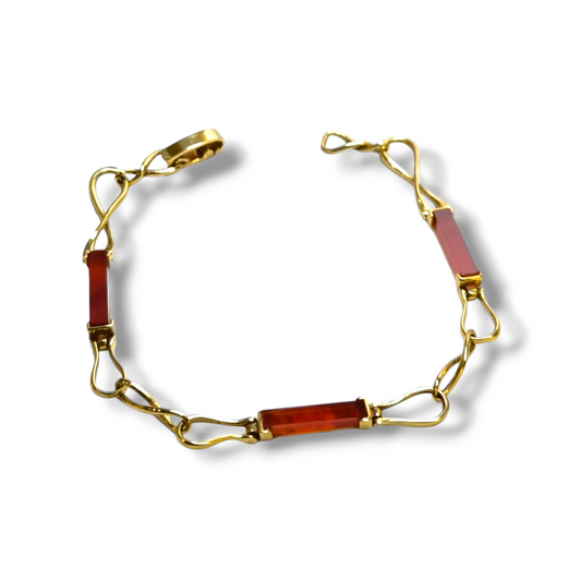 Bracciale Braccialetto oro giallo geometrico con corniole - Gioielli Pavan