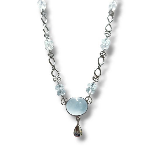 Girocollo Girocollo in oro con diamanti e acquamarina - Gioielli Pavan