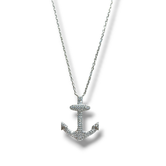 Girocollo Girocollo in argento con ancora a pavé - Gioielli Pavan