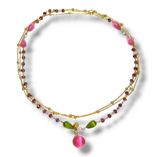 Girocollo Collana lunga con elementi geometrici e pietre dure - Gioielli Pavan