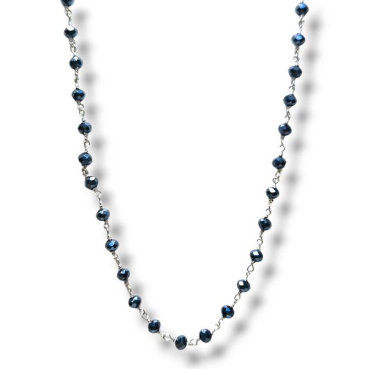 Girocollo Girocollo in argento rosario con ematite blu - Gioielli Pavan