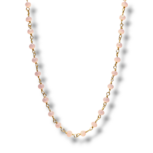 Girocollo Girocollo in argento rosario con quarzo rosa - Gioielli Pavan