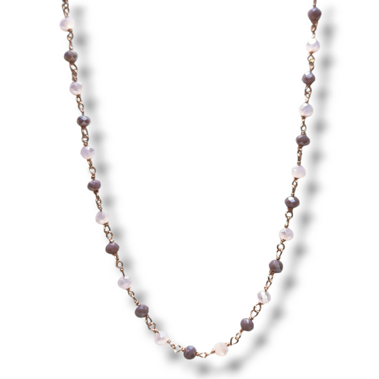 Girocollo Girocollo in argento rosario con quarzi rosa e ametista alternati - Gioielli Pavan