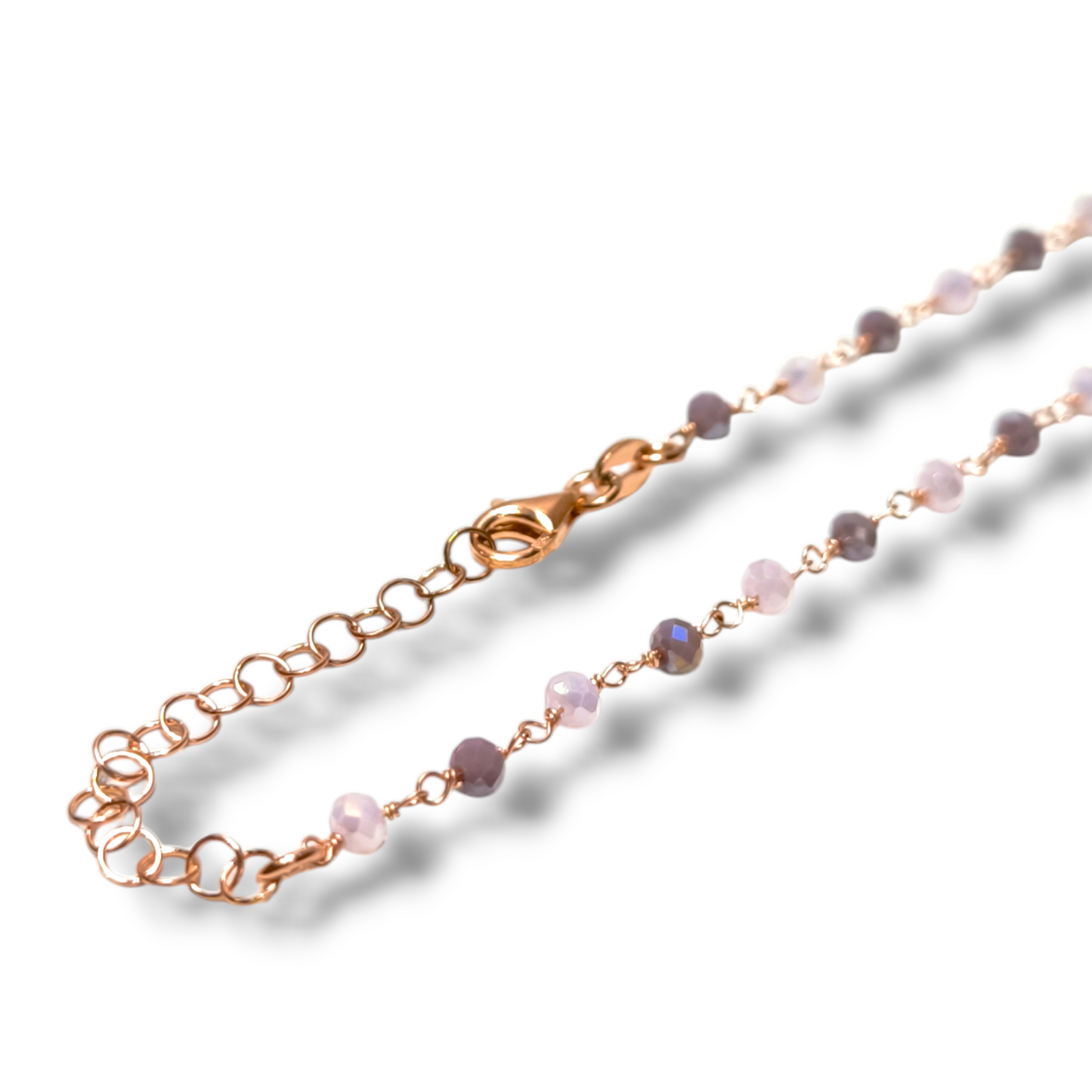 Girocollo Girocollo in argento rosario con quarzi rosa e ametista alternati - Gioielli Pavan