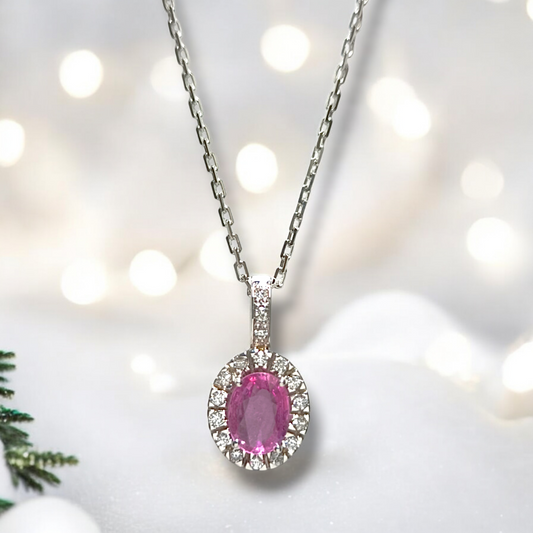 Girocollo Girocollo in oro con zaffiro rosa e diamanti - Gioielli Pavan
