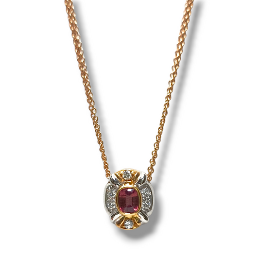 Girocollo Girocollo in oro con Tormalina Rubellite e diamanti - Gioielli Pavan