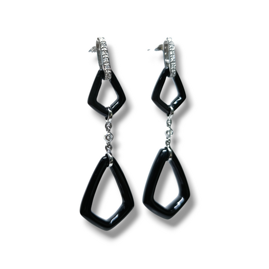 Orecchini Orecchini pendenti in oro con onice e diamanti - Gioielli Pavan