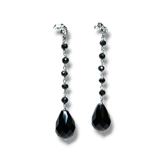 Orecchini Orecchini pendenti a rosario in oro con onice e diamanti - Gioielli Pavan