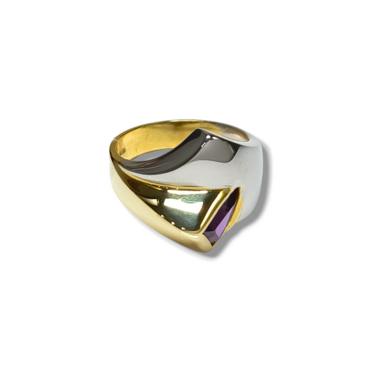 Anello Anello in oro giallo e platino con ametista - Gioielli Pavan