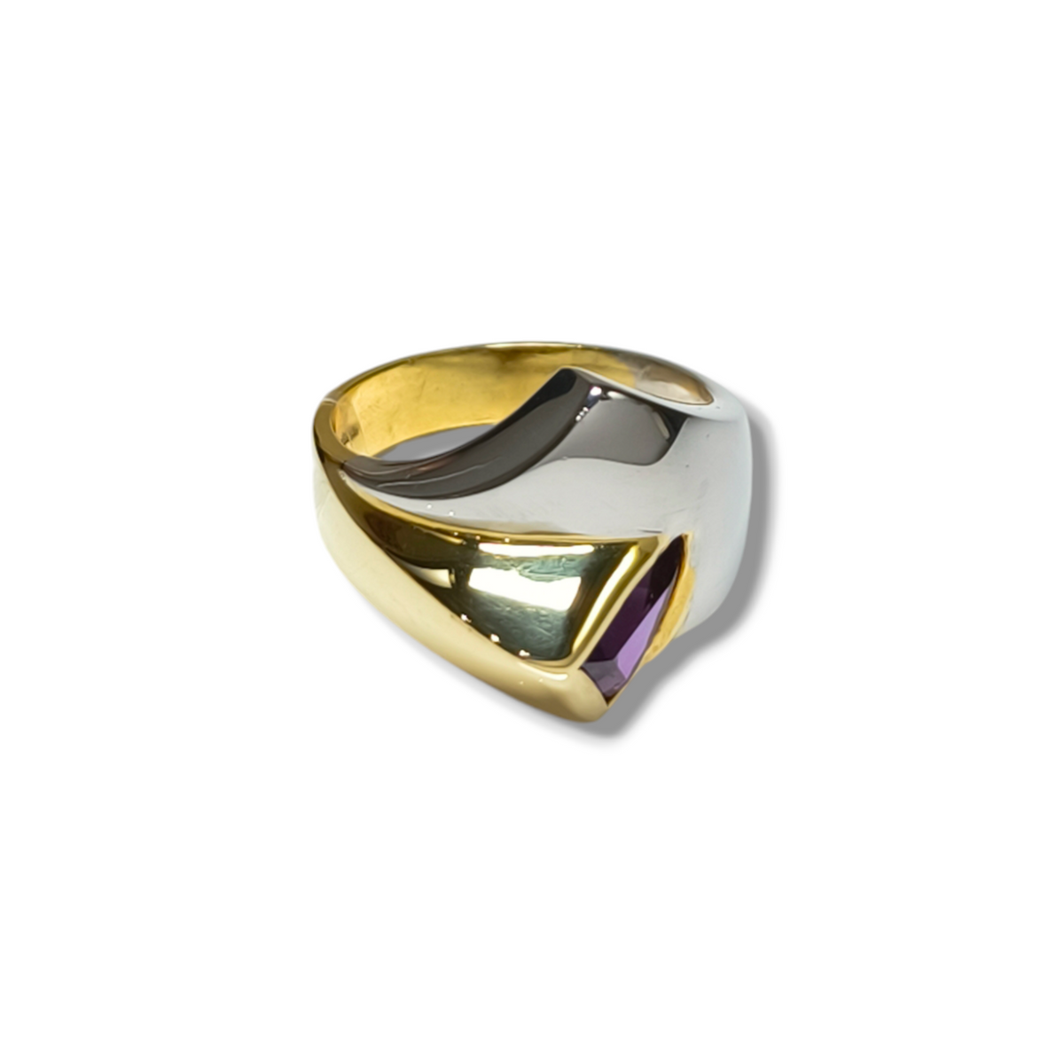 Anello in oro giallo e platino con ametista - Gioielli Pavan