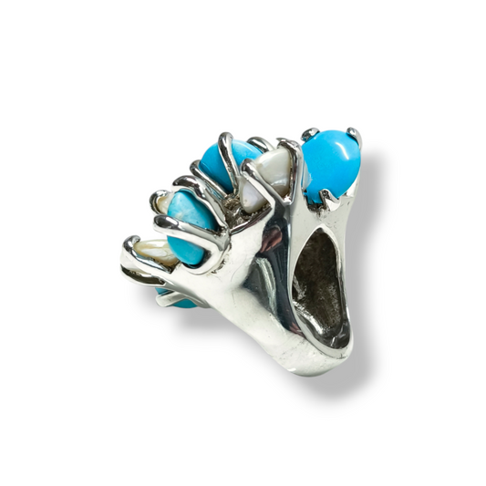 Anello Anello in argento con turchesi e madreperla - Gioielli Pavan