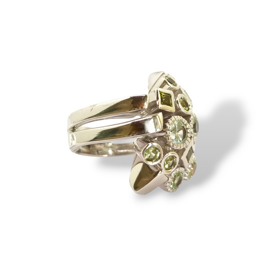 Anello Anello in argento con zirconi verdi - Gioielli Pavan