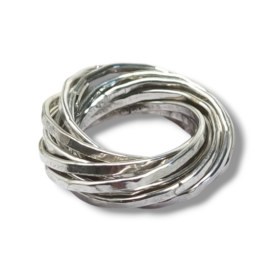 Anello Anello multi filo in argento martellato - Gioielli Pavan