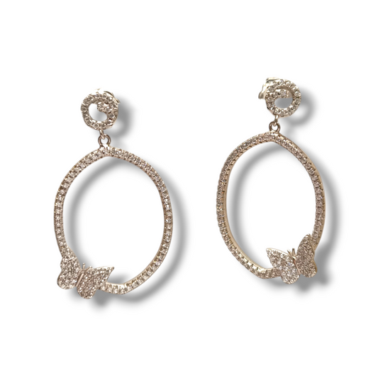 Orecchini Orecchini in argento con zirconi a pavè pendenti con farfalla - Gioielli Pavan