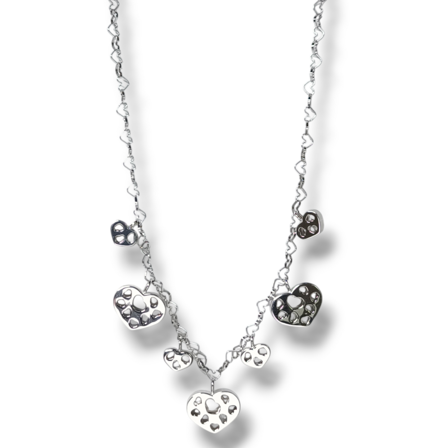 Girocollo Girocollo in oro bianco cuori lavorati - Gioielli Pavan