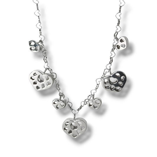 Girocollo Girocollo in oro bianco cuori lavorati - Gioielli Pavan