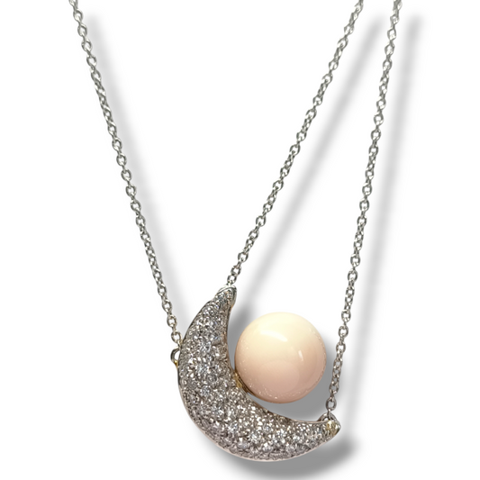 Girocollo Girocollo in oro e platino con corallo rosa - Gioielli Pavan