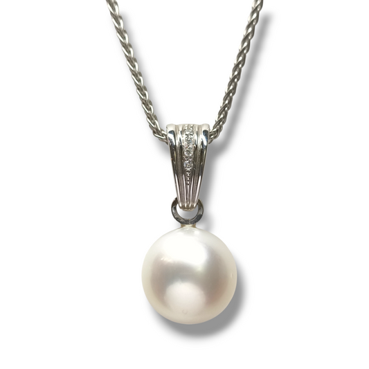 Girocollo Girocollo in oro bianco con perla Australiana e diamanti - Gioielli Pavan