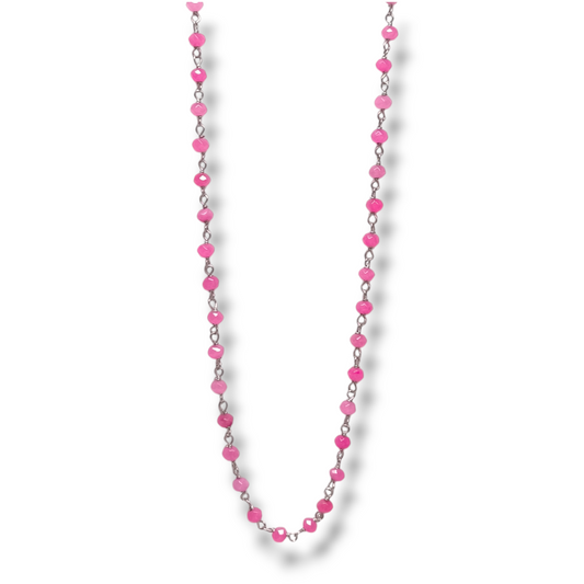 Girocollo Girocollo in argento rosario con quarzo rosa - Gioielli Pavan