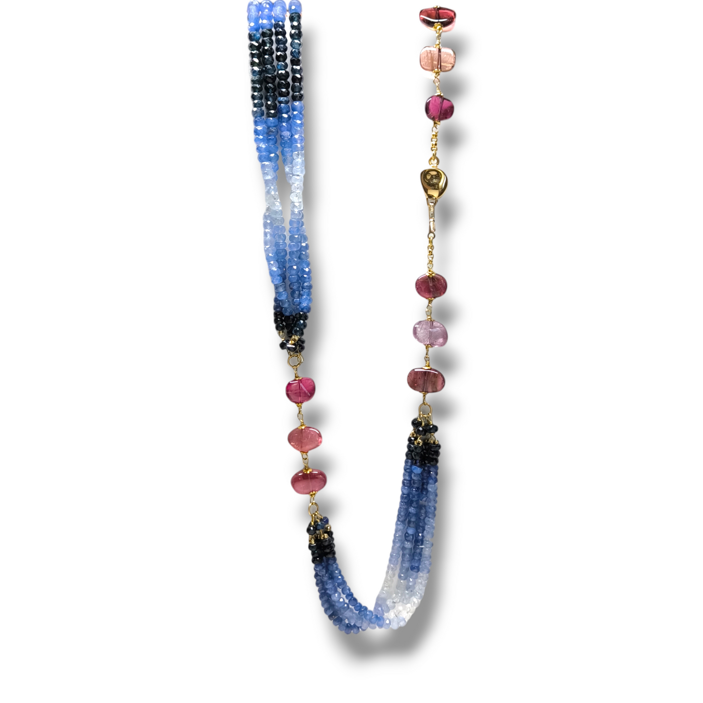 Collane Collana multi filo con Zaffiri e tormaline scalati - Gioielli Pavan