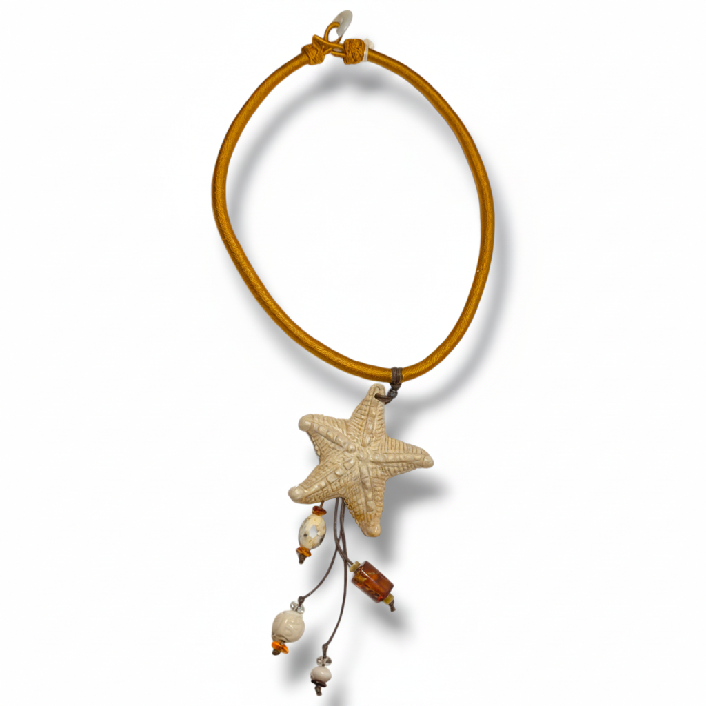 Collana Collana unica realizzata a mano conchiglia con opale e ambra - Gioielli Pavan