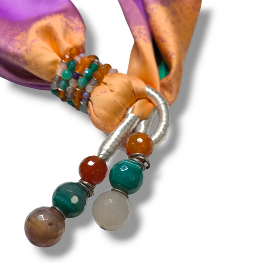 Girocollo Collana a sciarpa in raso con quarzi - Gioielli Pavan