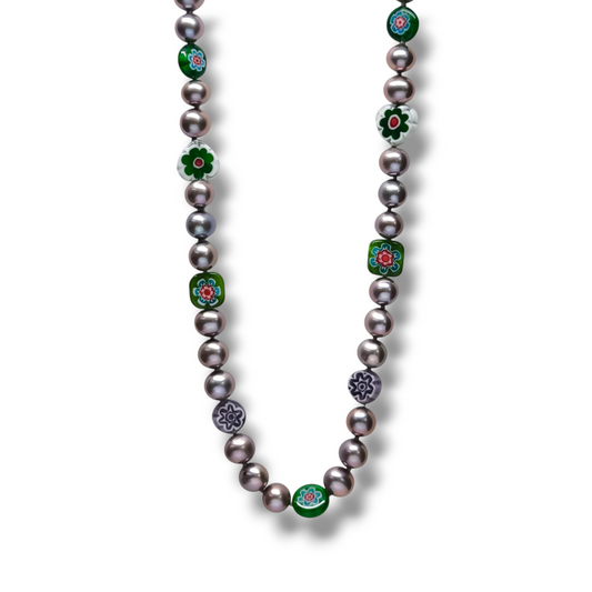 Girocollo Girocollo di perle coltivate stile naiff con murrine veneziane - Gioielli Pavan