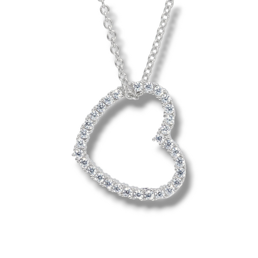 Girocollo Girocollo in argento con cuore traforato a pavé - Gioielli Pavan