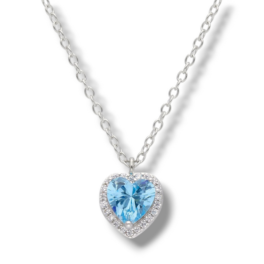 Girocollo Girocollo in argento con cuore in zirconi azzurro - Gioielli Pavan