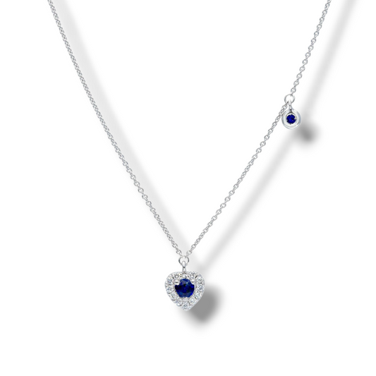 Girocollo Girocollo in oro con cuore a pavé di diamanti e zaffiro - Gioielli Pavan