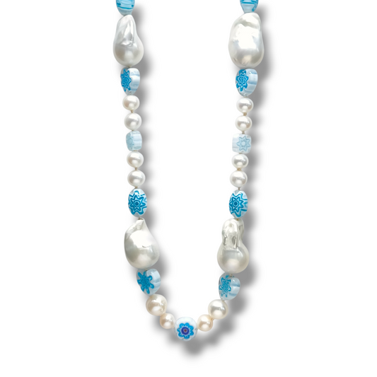 Girocollo Collana di perle scaramazze stile naif con murrine veneziane - Gioielli Pavan