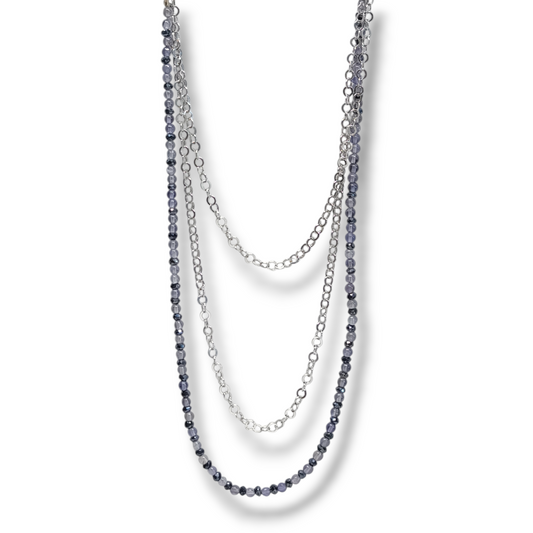 Girocollo Collana lunga in argento con labradorite e spinelli - Gioielli Pavan