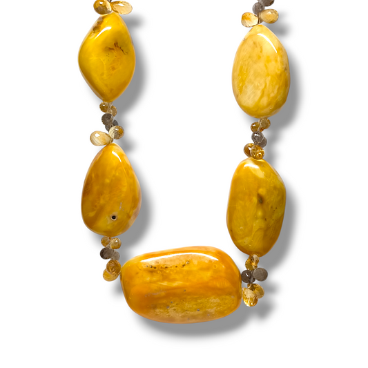 Girocollo Collana in argento con Ambra a quarzi - Gioielli Pavan