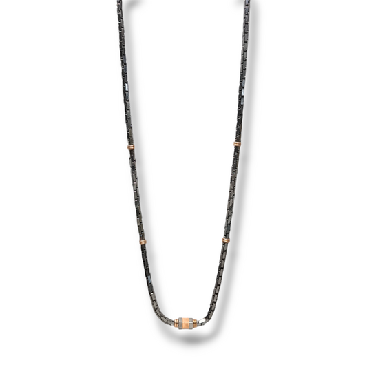 Collana Collana in Argento 925 Brunito e Dorato Rosa – Maglia Geometrica - Gioielli Pavan