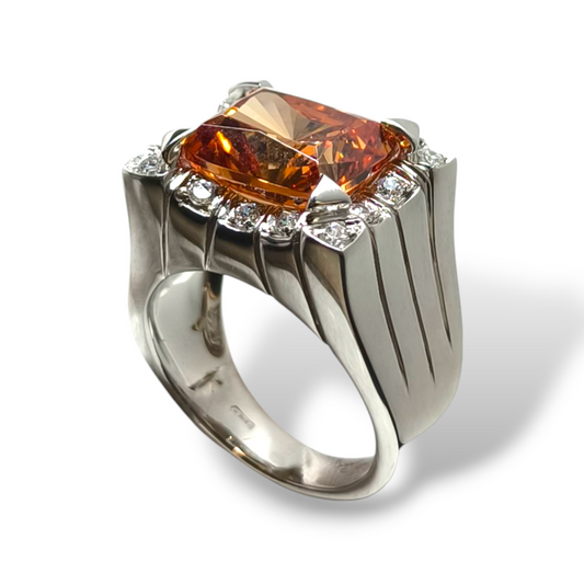 Anello Anello in oro con zirconi e quarzo madera - Gioielli Pavan