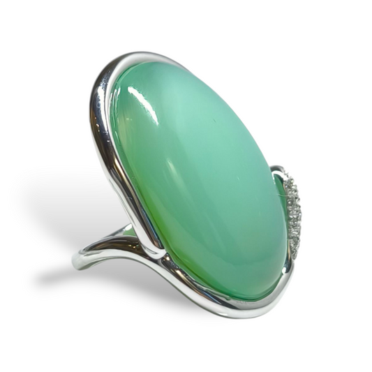 Anello Anello in oro con calcedonio e diamanti - Gioielli Pavan