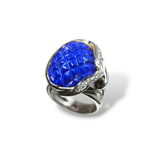 Anello Anello in oro con diamanti e lapislazzuli - Gioielli Pavan