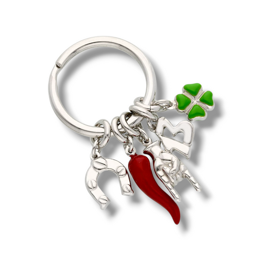 Portachiavi Porta chiavi in argento con ciondoli portafortuna - Gioielli Pavan