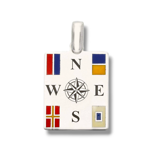 Ciondoli e pendenti Ciondolo in argento con rosa dei venti smaltata rettangolare - Gioielli Pavan