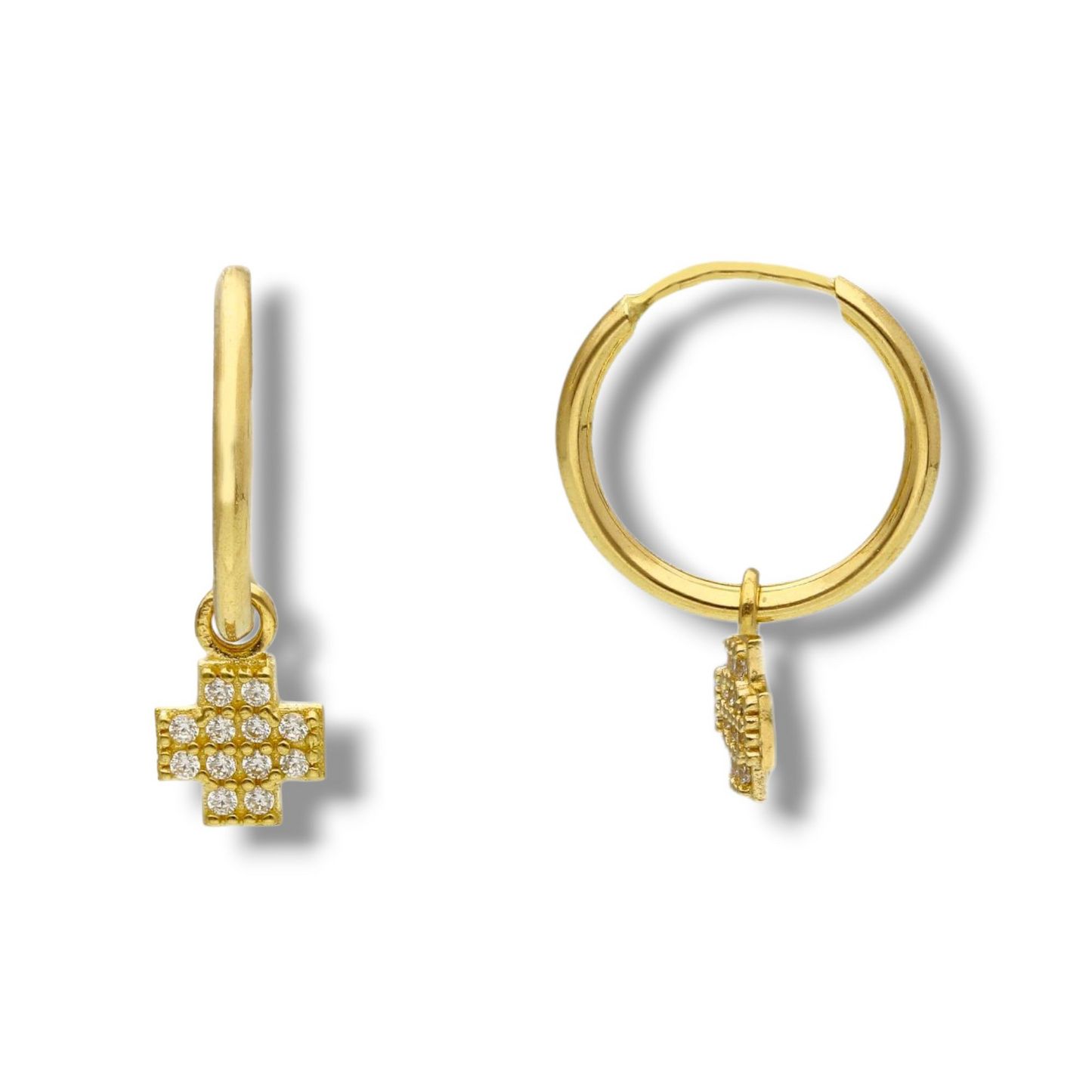Orecchini Orecchini in oro a scattino con croce a pavè - Gioielli Pavan