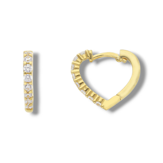 Orecchini Orecchini in oro a scattino a cuore con zirconi diametro 1,3 cm - Gioielli Pavan
