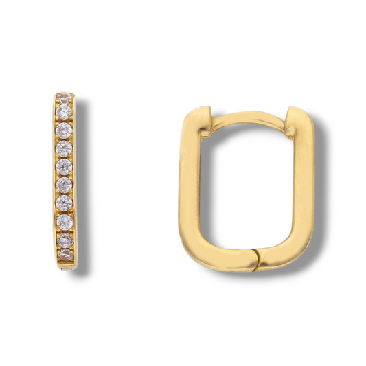 Orecchini Orecchini in oro a scattino rettangolare con zirconi 1 x 1,2 cm - Gioielli Pavan