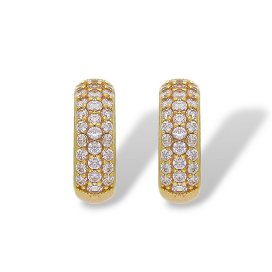 Orecchini Orecchini in oro a scattino tondi con zirconi diametro 1 cm - Gioielli Pavan