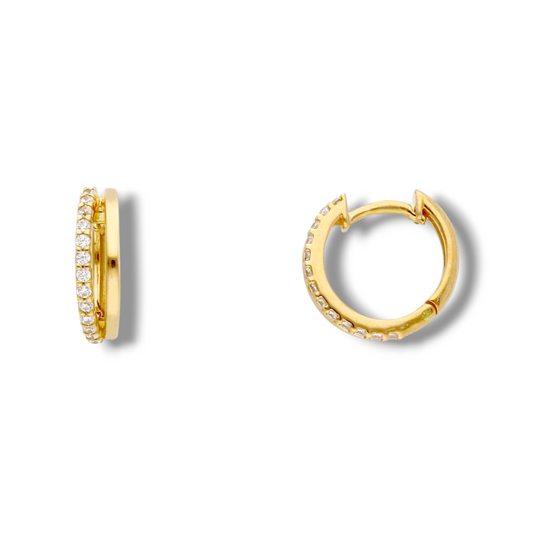 Orecchini Orecchini in oro a scattino tondi con zirconi diametro 1,2 cm - Gioielli Pavan