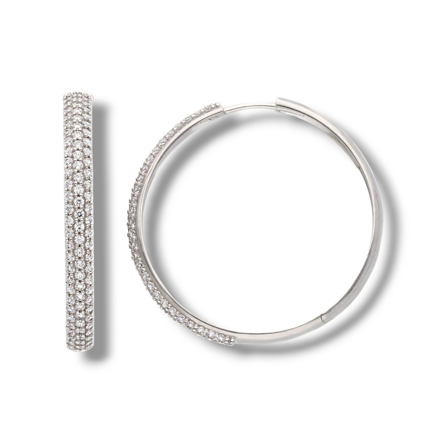 Orecchini Orecchini in oro a scattino tondi grandi diametro 3 cm con zirconi a pavè - Gioielli Pavan